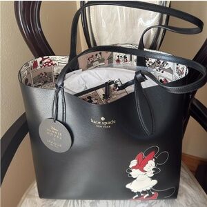 FINAL SALE! New Disney x Kate Spade Black and Red Minnie Mouse Reversible Tote